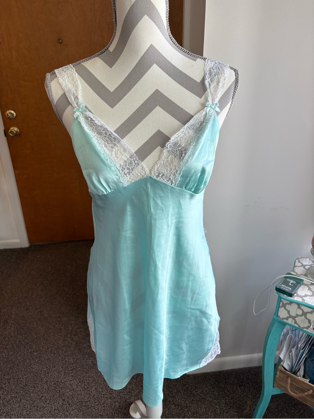 Victoria Secret Satin Slip Nightgown with Lace Trim